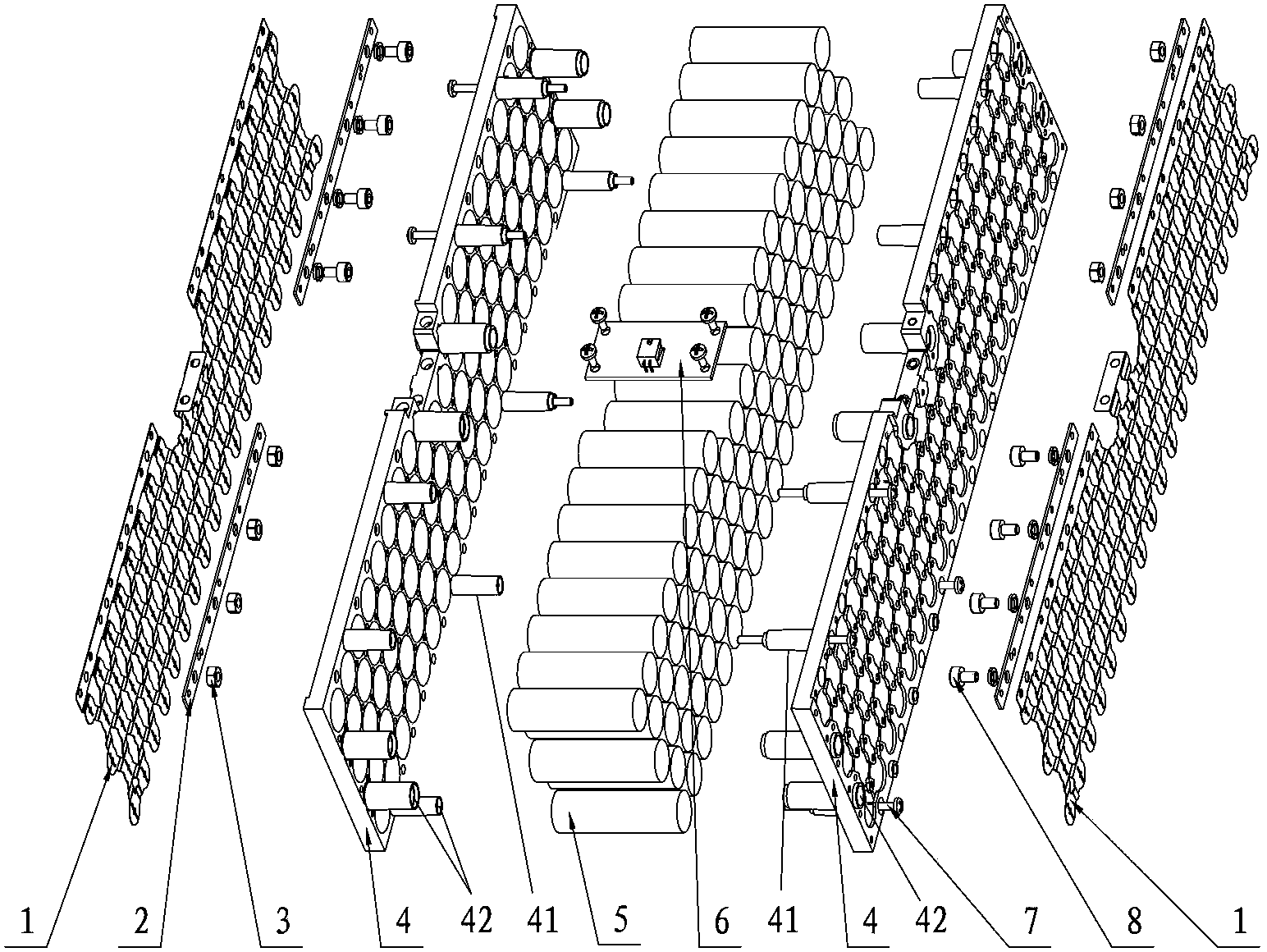 Cylindrical power battery module structure