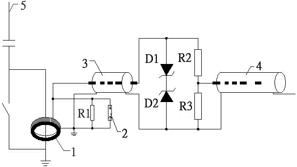 Travelling wave sensing device for measuring voltage travelling waves