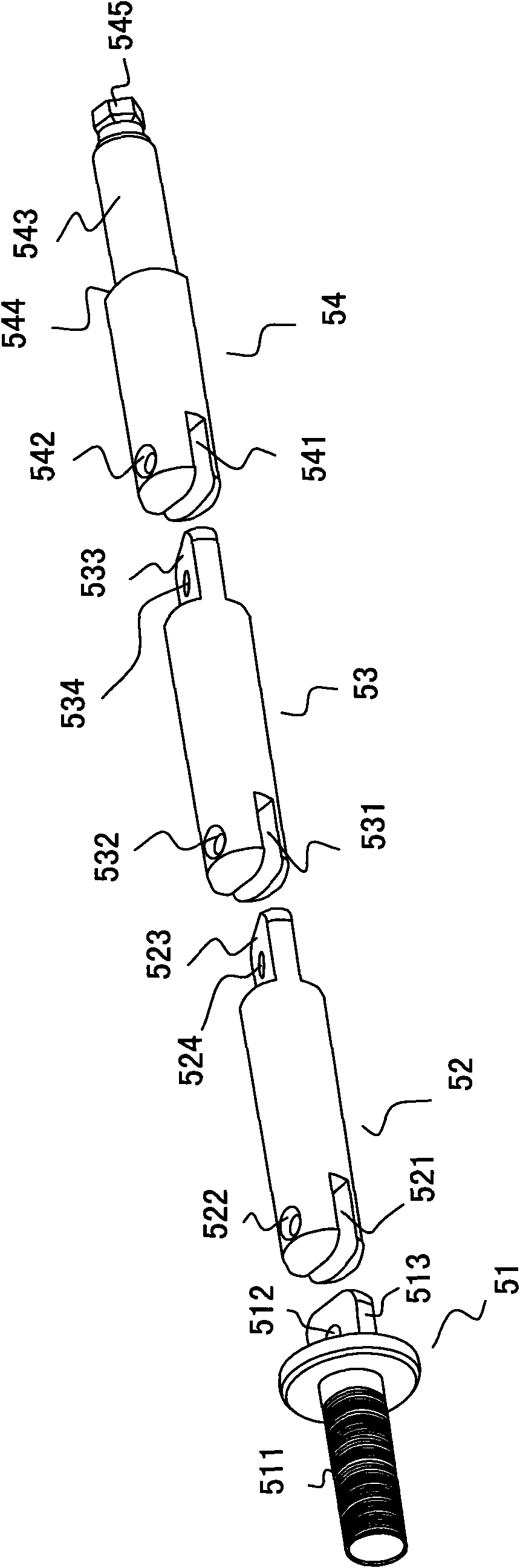 Billet-extruding central shaft