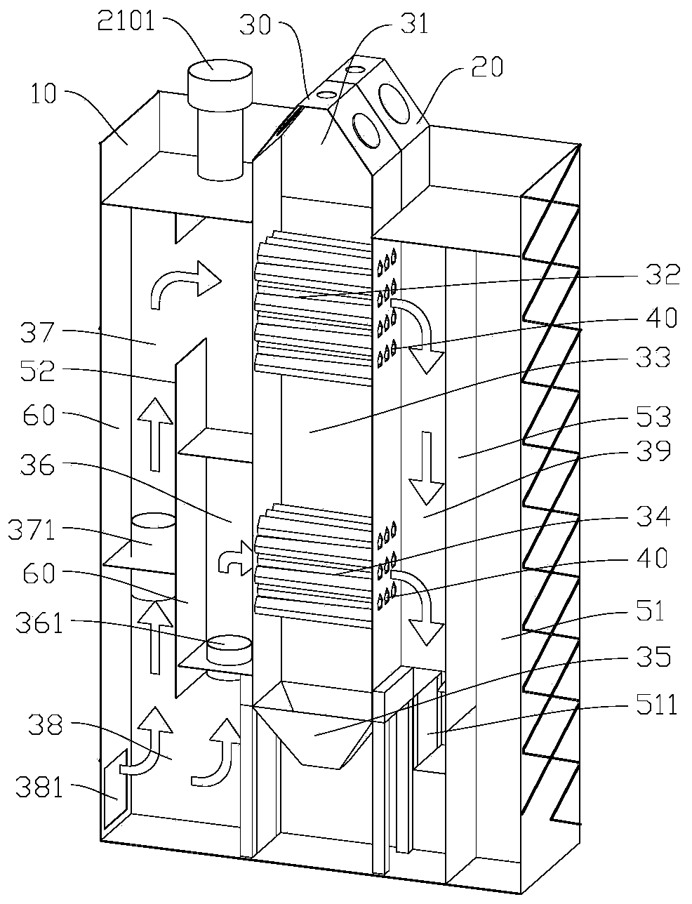 Novel internal circulation type grain drying tower