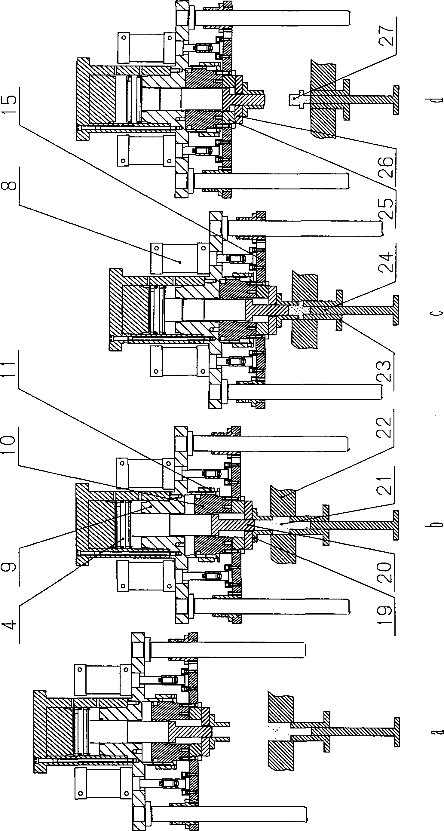 Double-up-stroke detrusion regulating mechanism of powder shaping mill