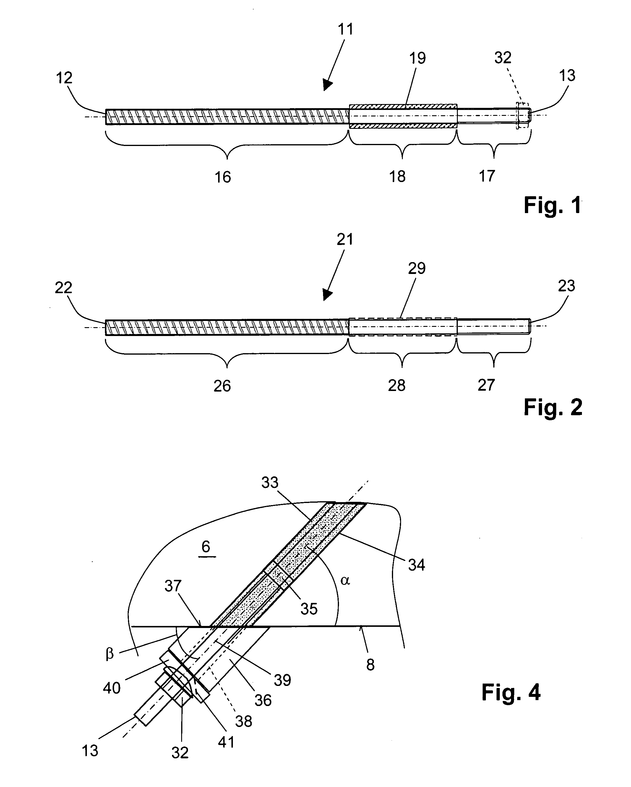 Anchor bar and arrangement for reinforcing existing components against punching shears with such anchor bar