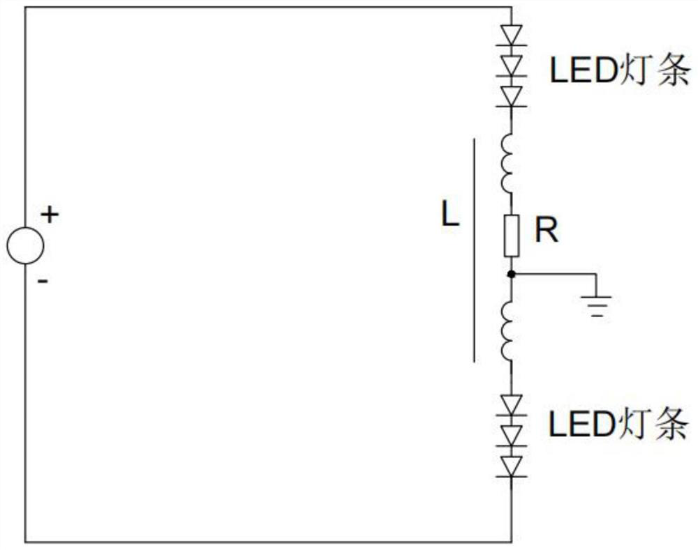 Automatic current-sharing voltage-reducing constant-current driving circuit suitable for two LED light bars