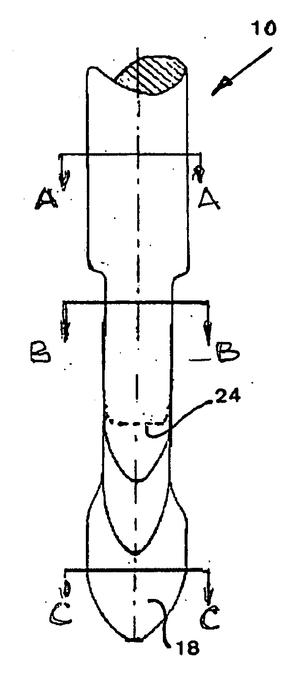 Needle for machine stitching with a composite thread