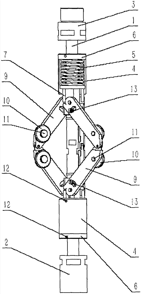 Six-arm roller centering device