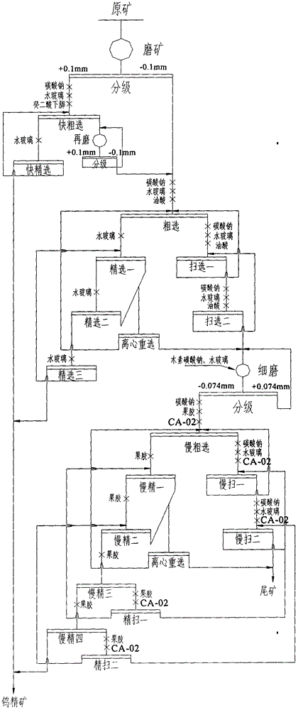 A kind of beneficiation method of skarn type tungsten ore