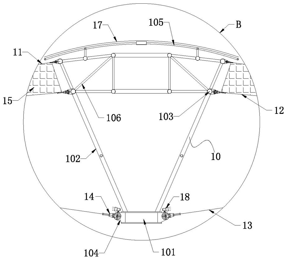 High-space large-span broken-line-shaped cable membrane structure and construction method thereof