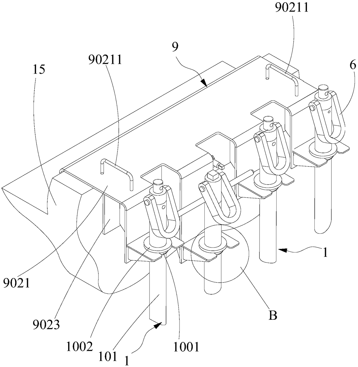 Auxiliary lifting device of frameworks in spent fuel pool of 1000 MW nuclear power plant