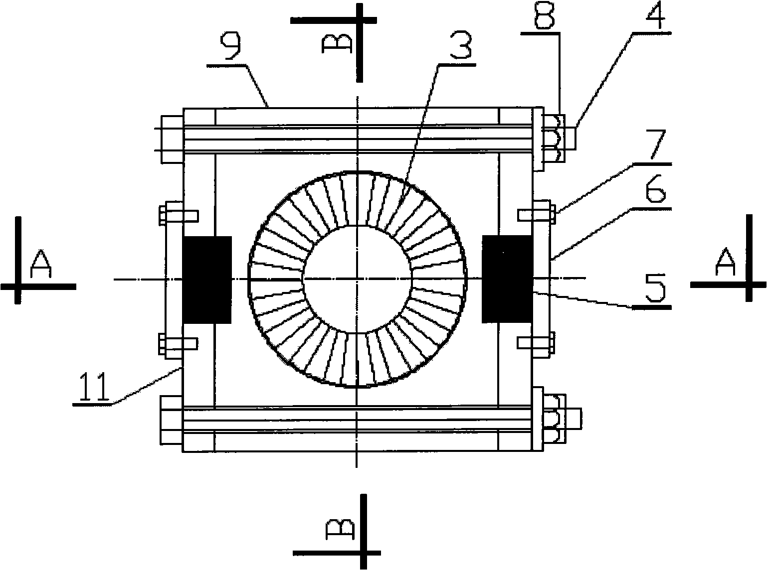 Vertical spacing -type lead shearing three-dimensional vibration isolation device