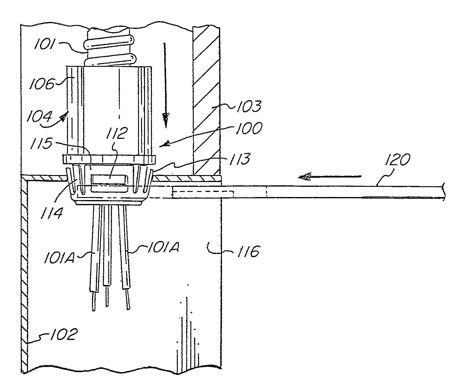 Electrical connector assembly with frusto-conical snap fit retaining ring for enhancing electrical grounding of the connector assembly to an electrical box and installation tool therefor