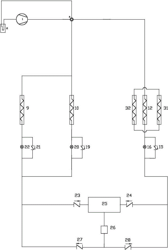 A dual temperature heat source heat pump system