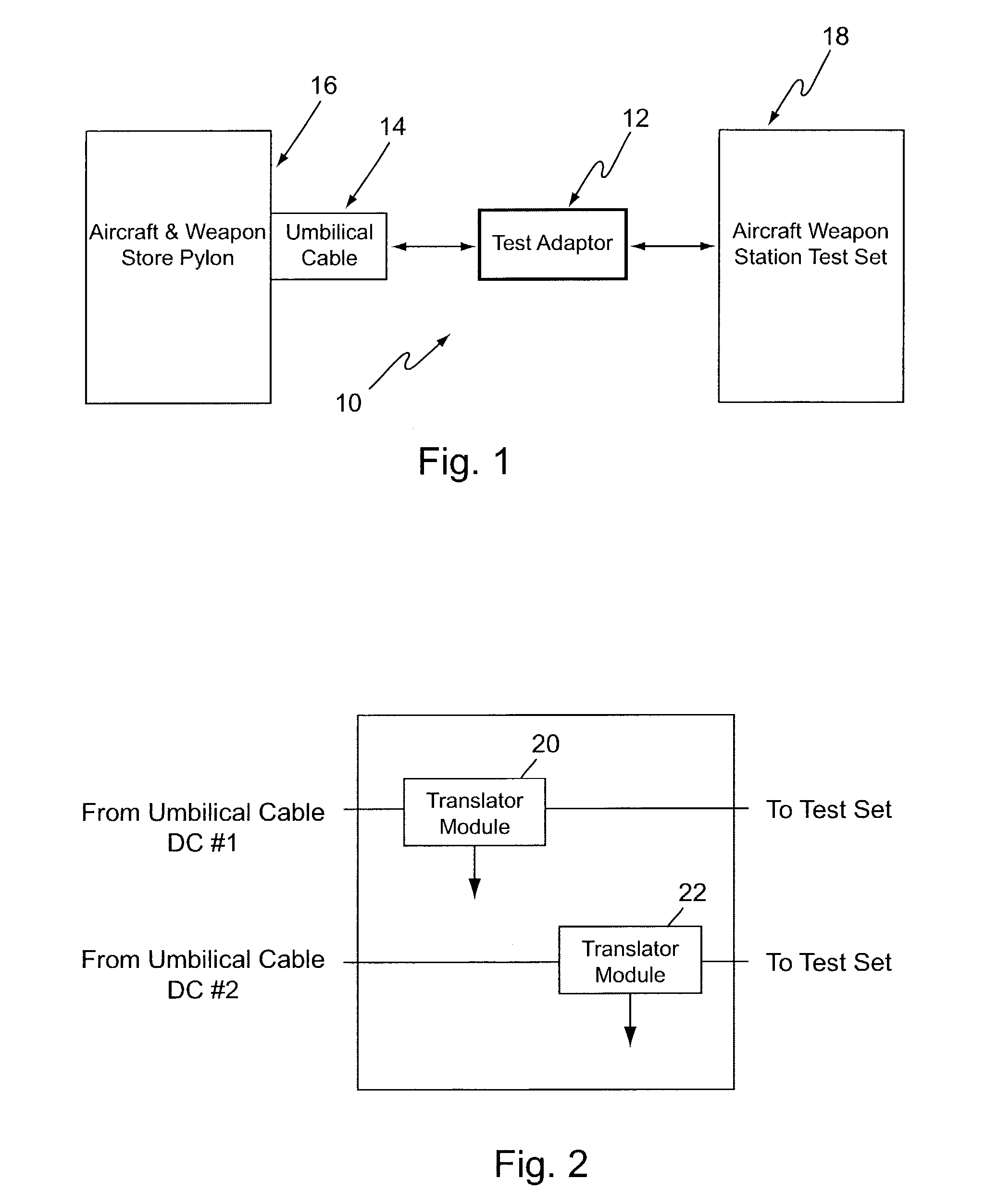 Test adapter for a weapon store test set