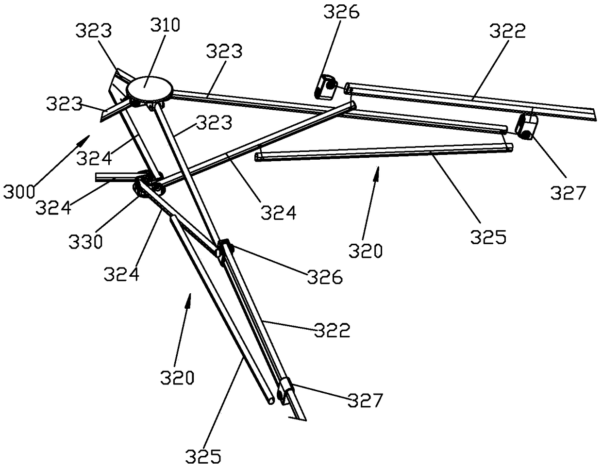 Folding pergola frame and its top frame rod mechanism