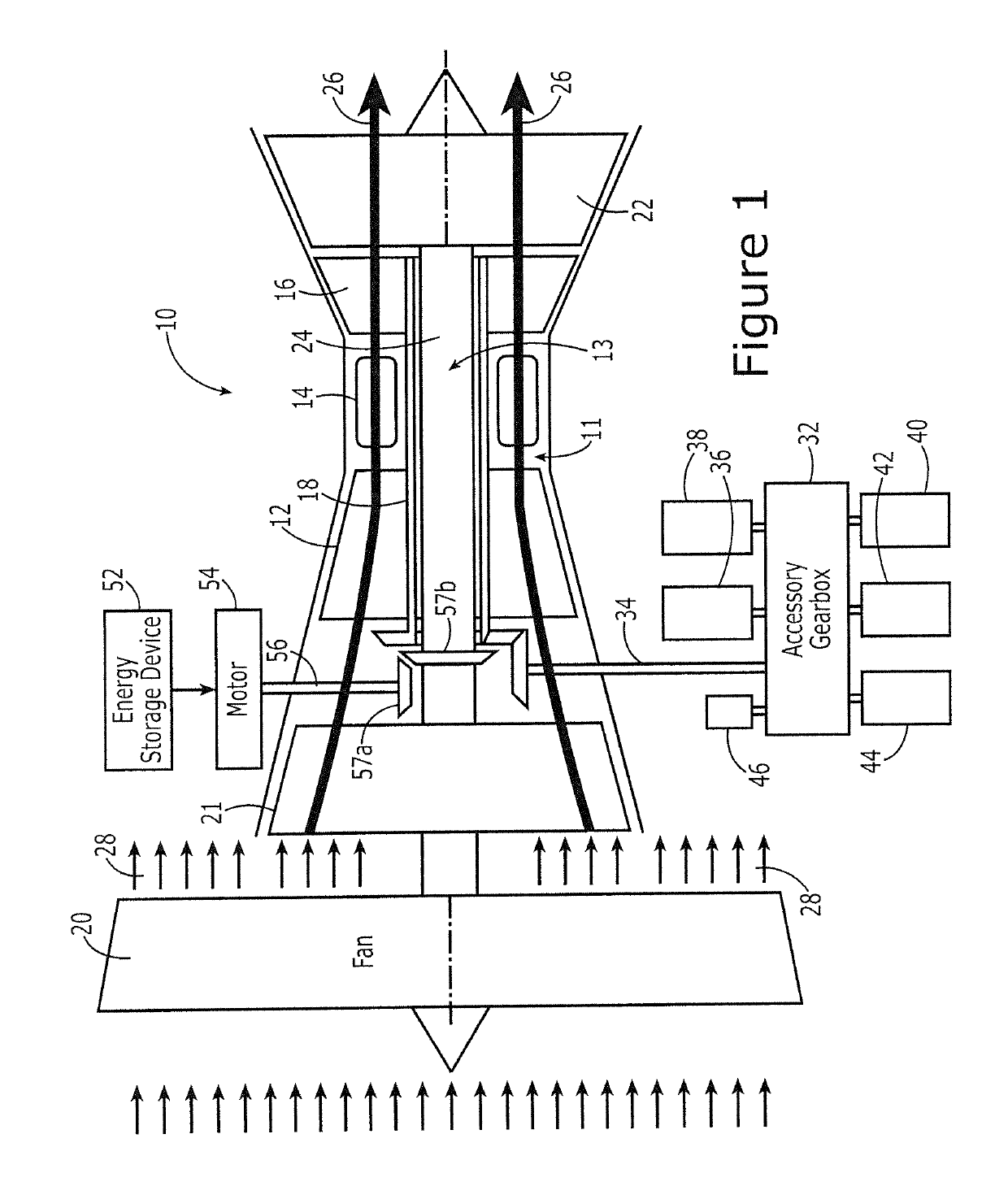 Aircraft engine and associated method for driving the fan with the low pressure shaft during taxi operations