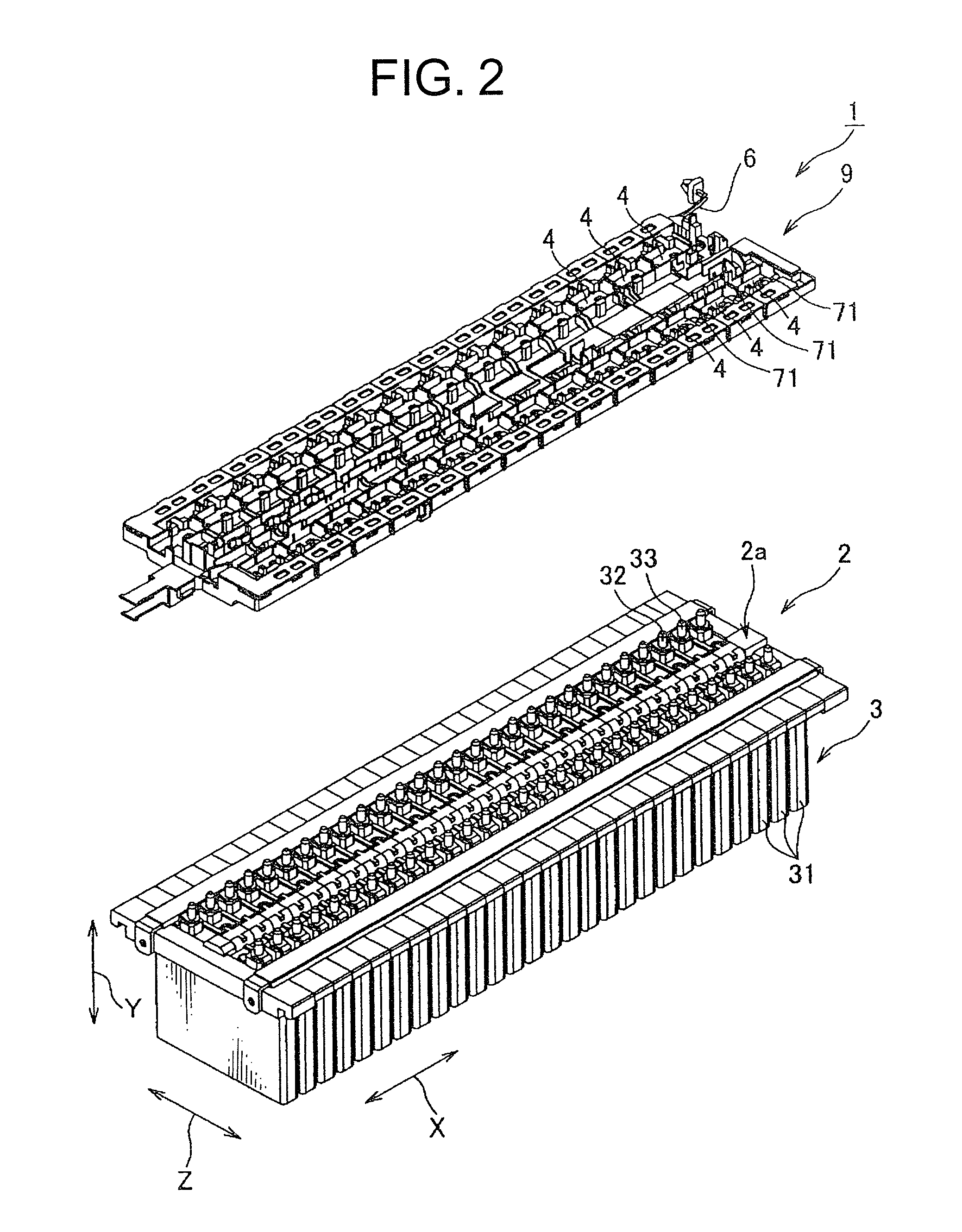 Power-supply device with terminal clipping pieces
