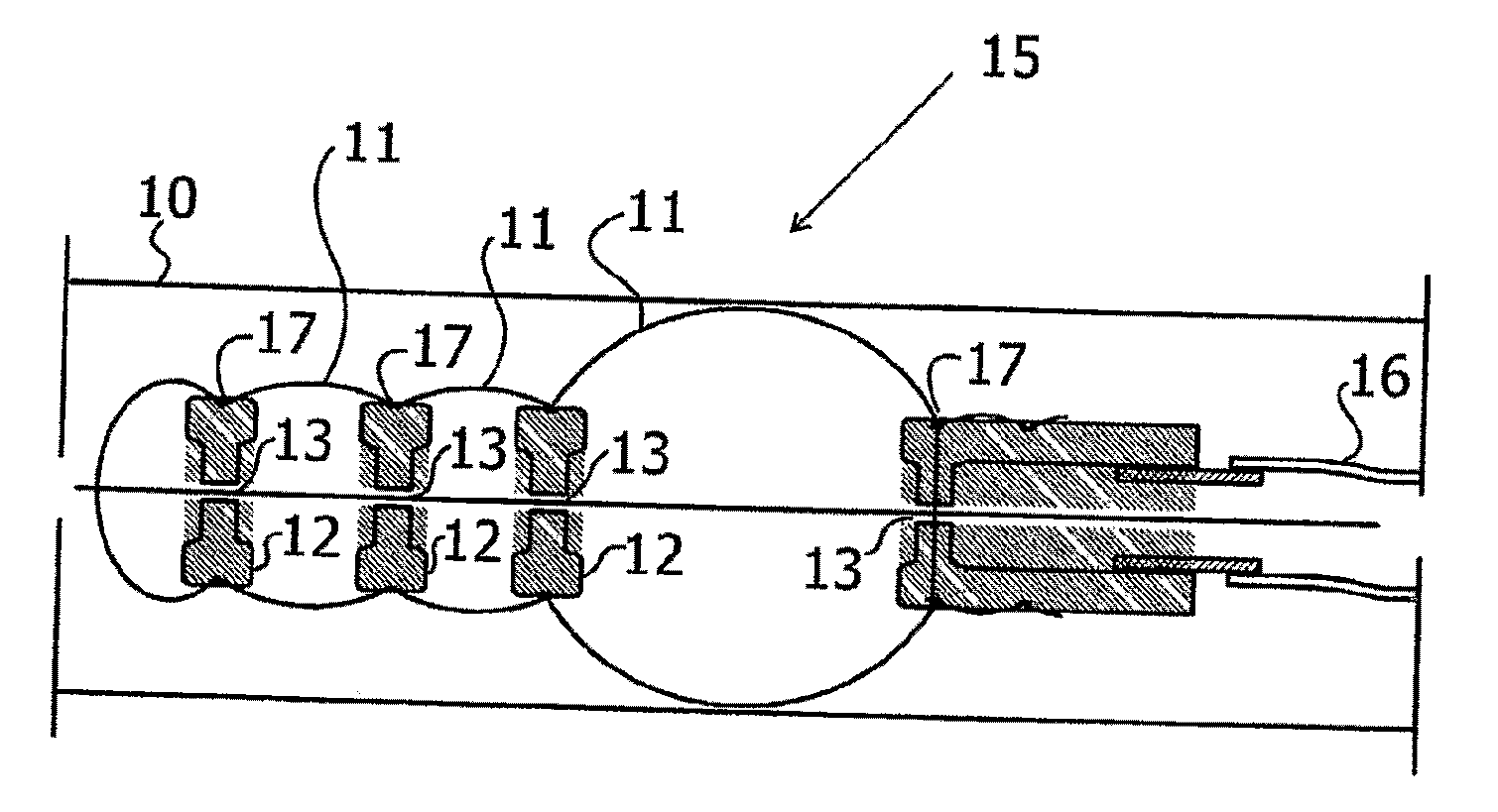 Inflatable chamber device for motion through a passage