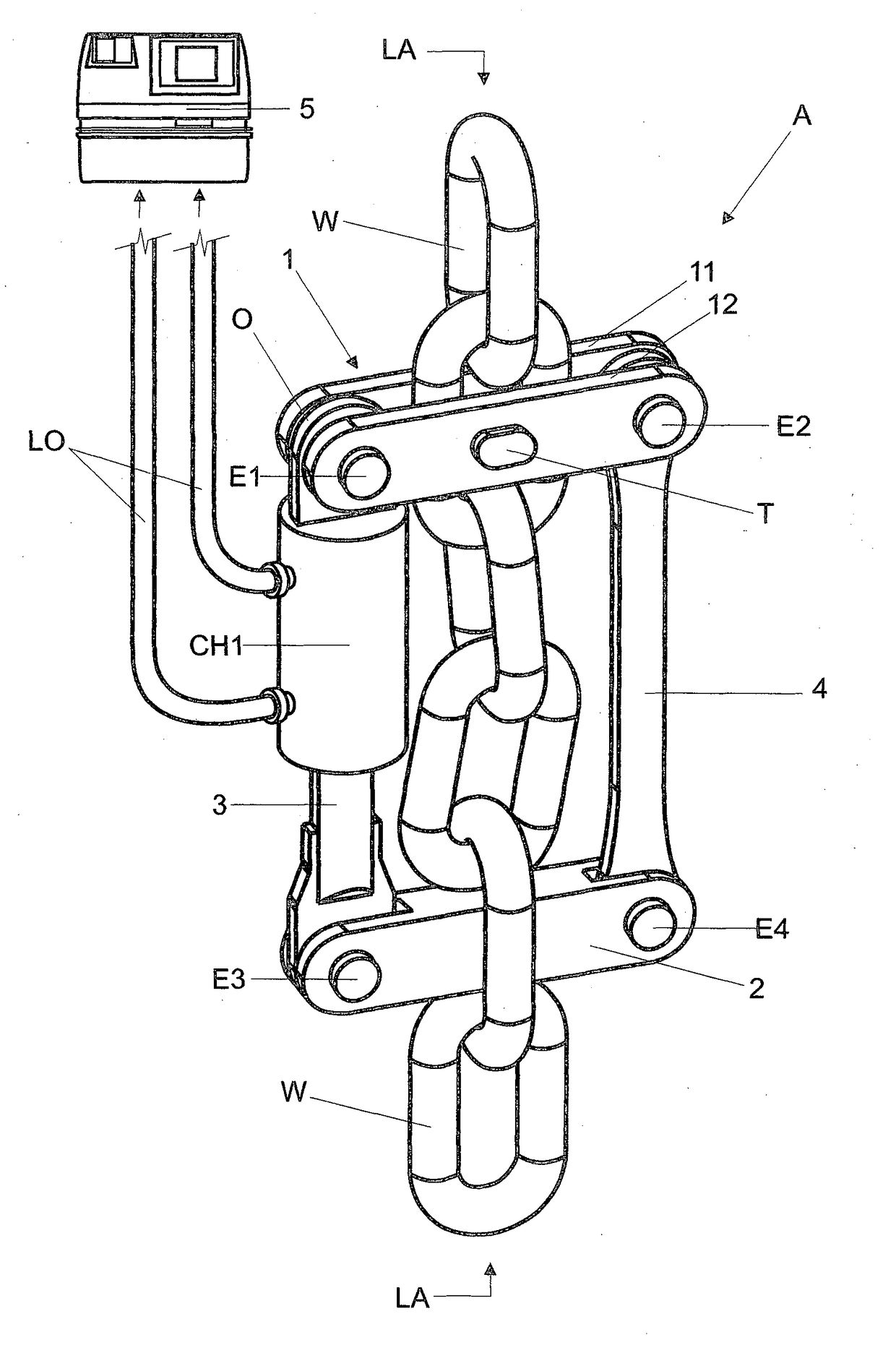 Device for determining traction on anchoring lines