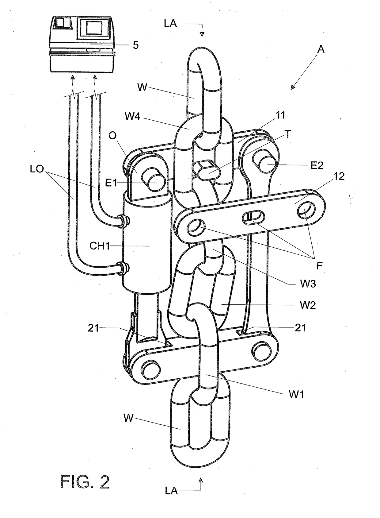 Device for determining traction on anchoring lines