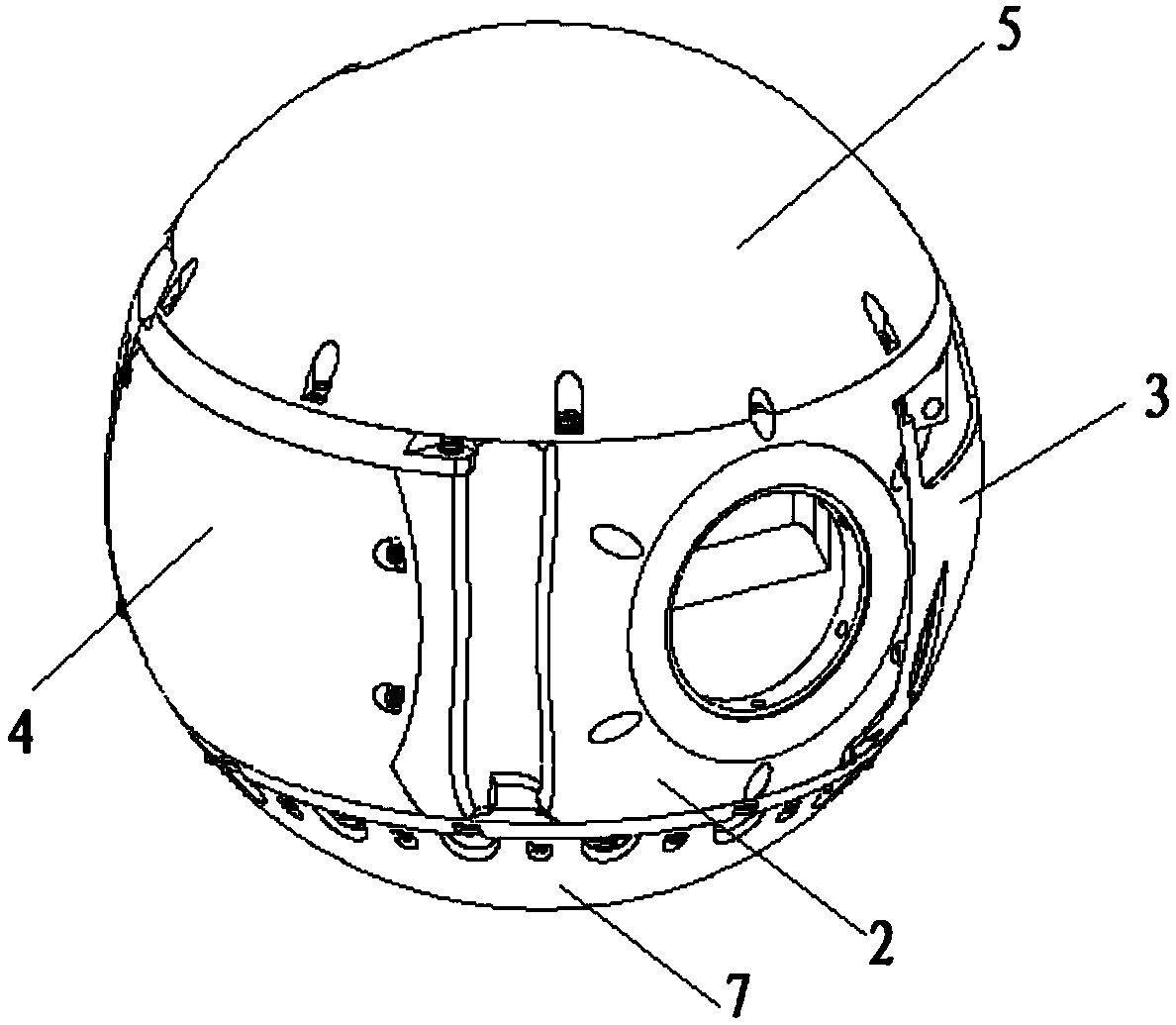 Multifunctional structure of spherical platform body of inertial platform