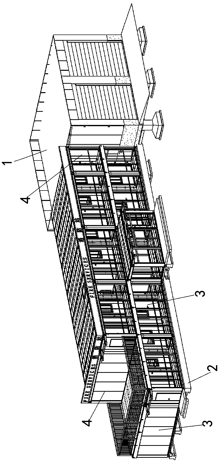 Two-layer modular fire station and construction method thereof