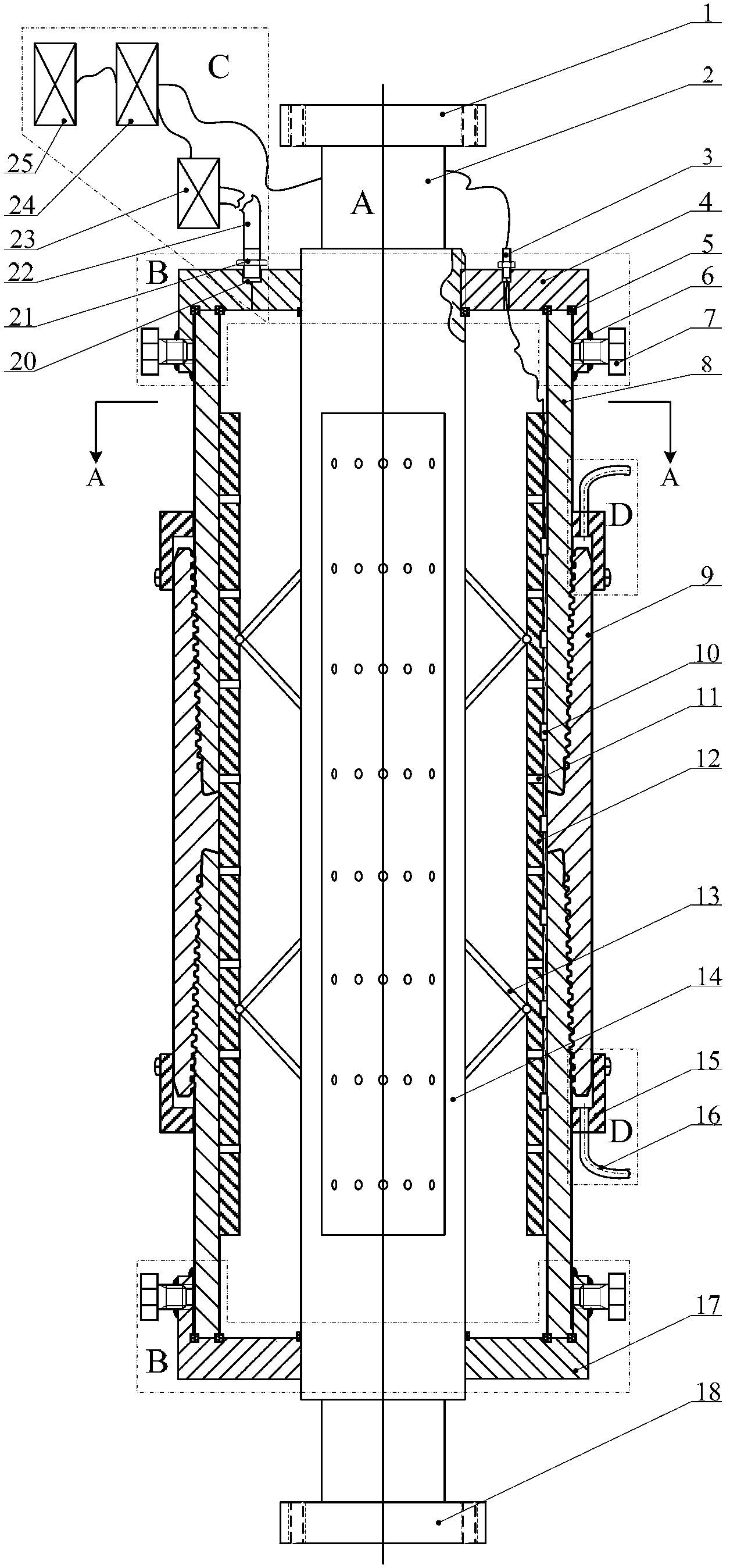 Internal-pressure fatigue test device for well-completion pipe string of underground gas storage reservoir and test method thereof