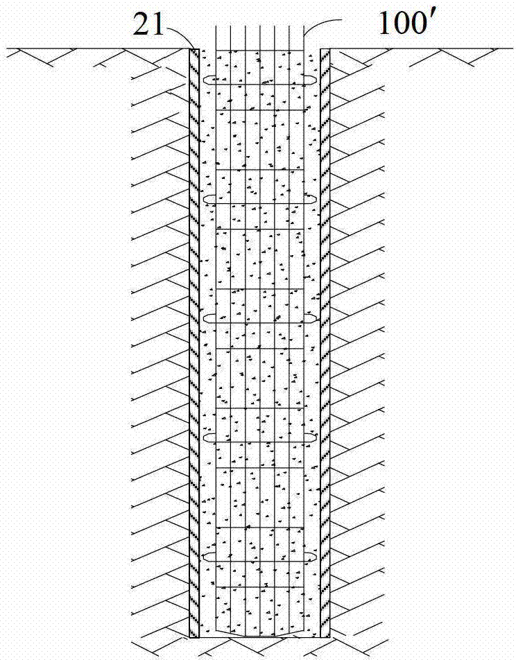 Steel reinforcement cage for filling pile and filling pile construction method using steel reinforcement cage