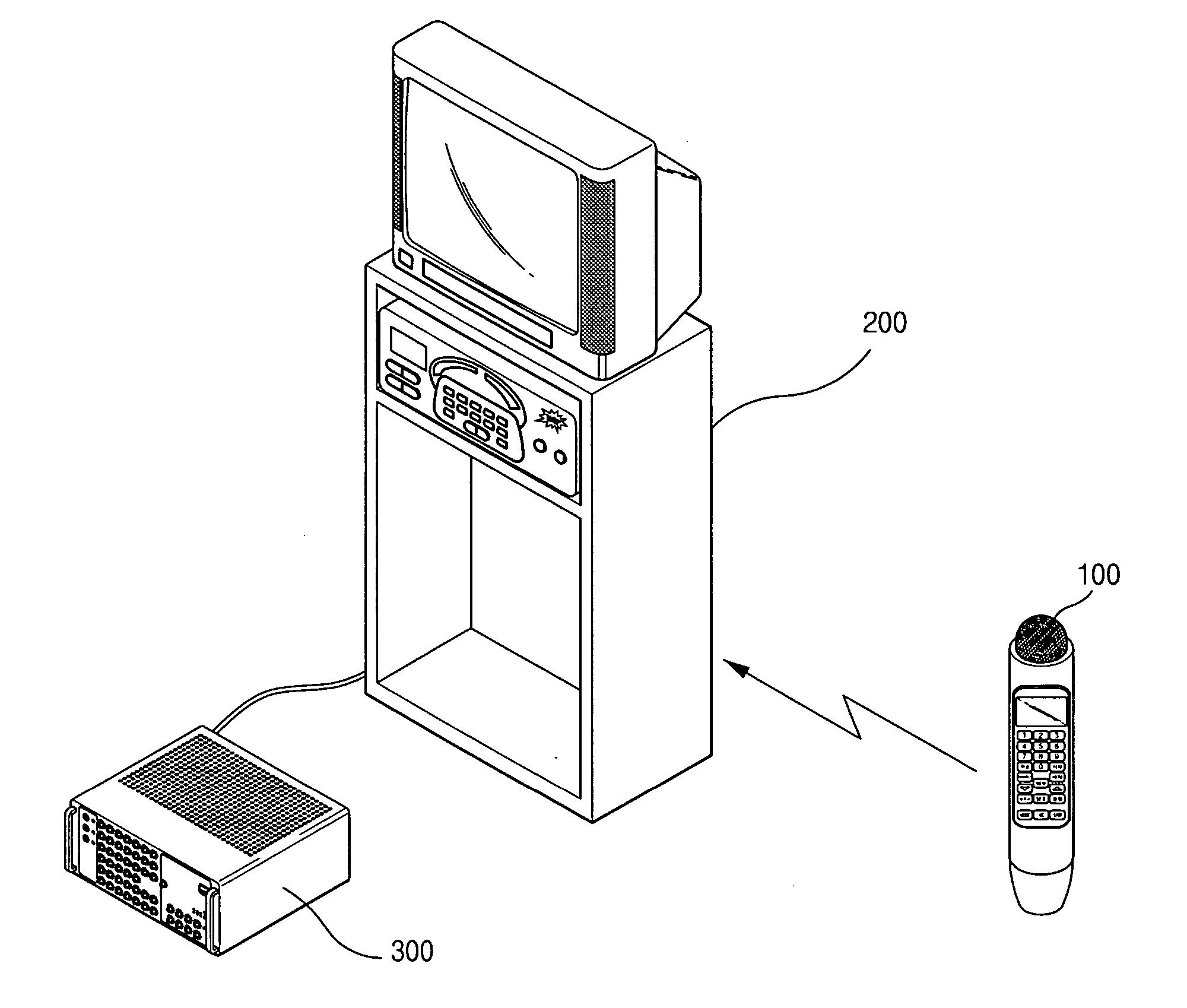 Digital wireless microphone having song selection and amplifier control functions in karaoke device, and karaoke system using the same
