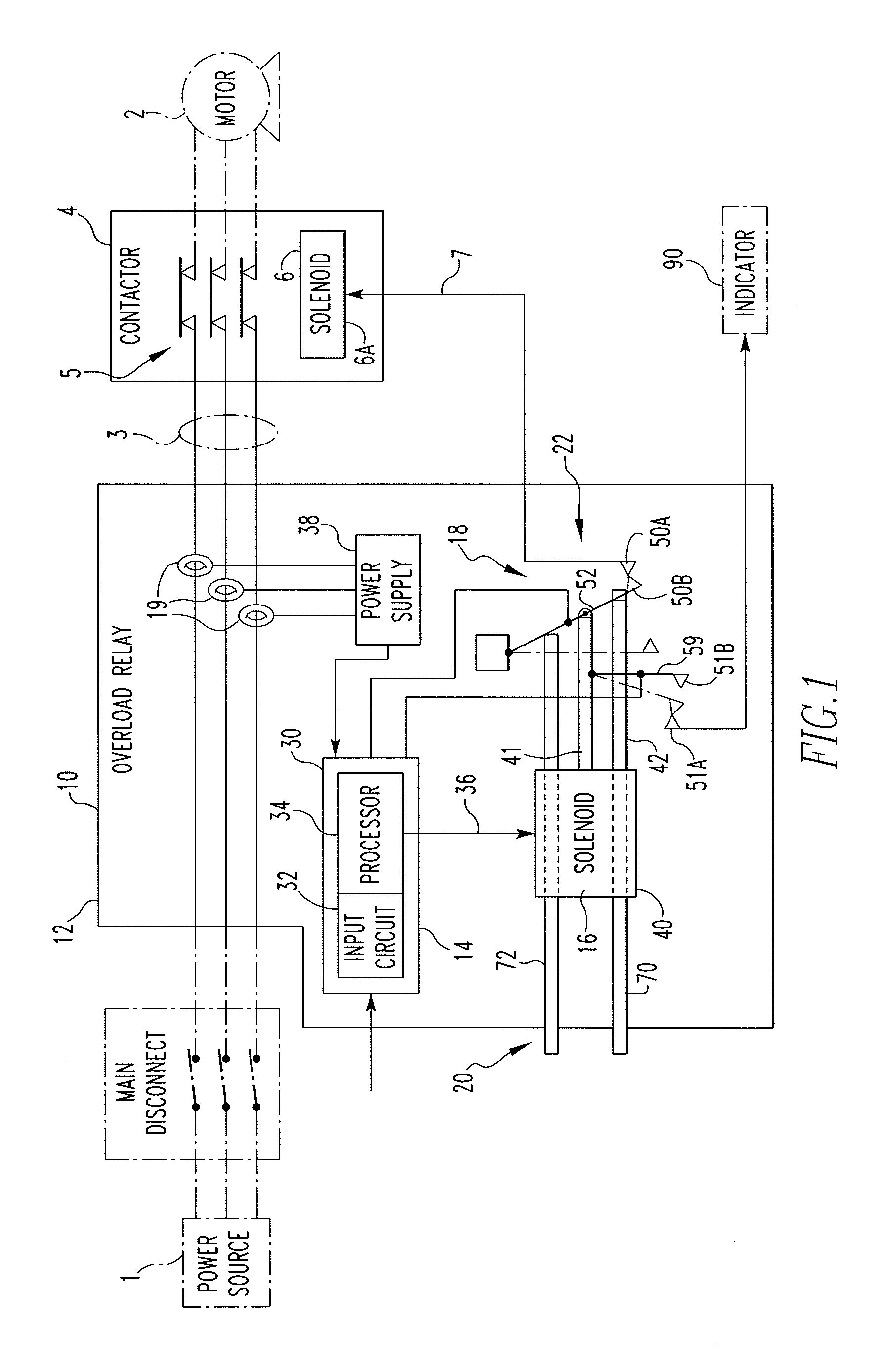 Overload relay switch without springs