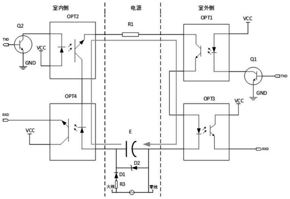 A kind of air conditioner, air conditioner internal and external unit communication circuit and its fault detection method