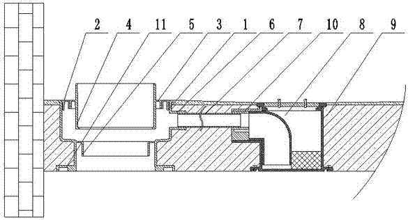 Embedded double eccentric logged water treatment device for indoor sewage draining riser