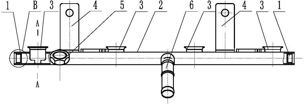 Gas rail of fuel gas ejector