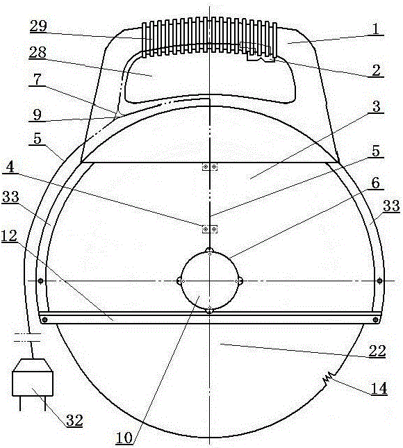 Electric circular kitchen knife utilizing 36 V safe voltage