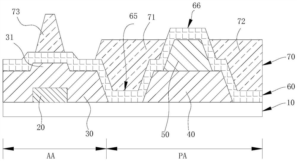 Retaining wall structure, color filter array substrate and liquid crystal display panel