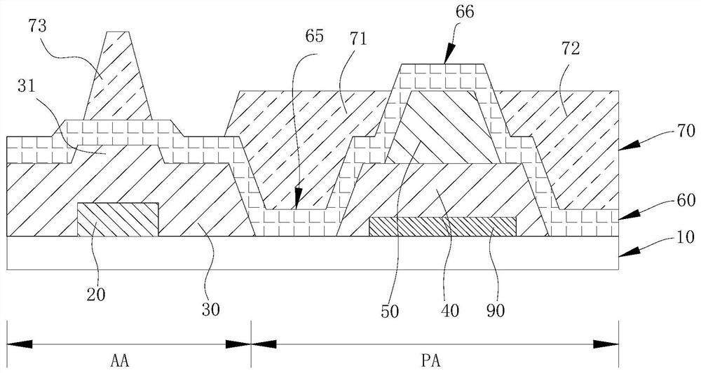 Retaining wall structure, color filter array substrate and liquid crystal display panel