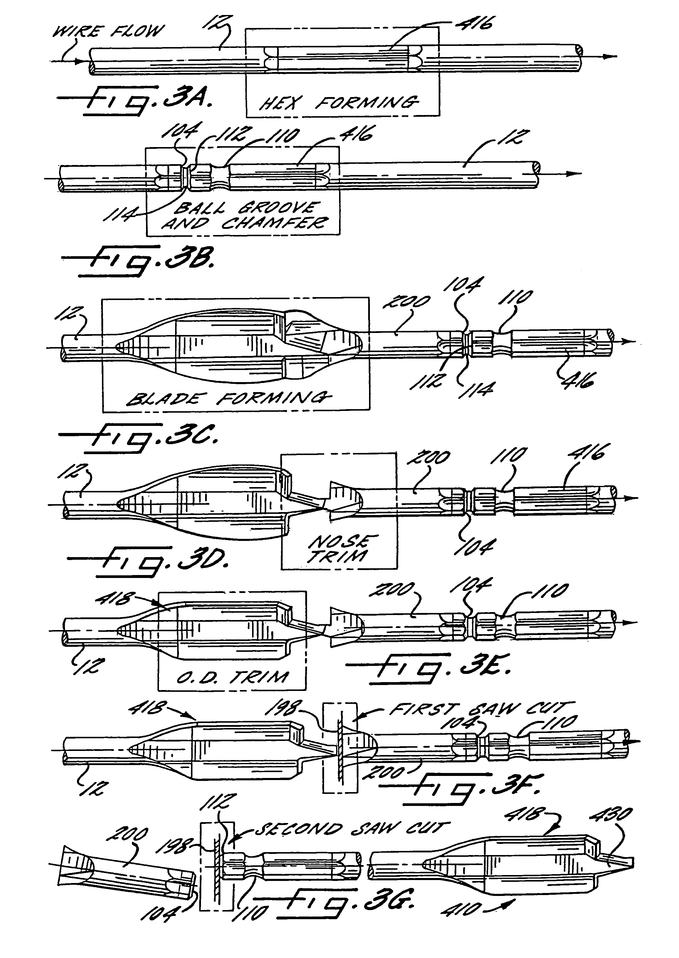 Method and apparatus for forming parts from a continuous stock material and associated forge
