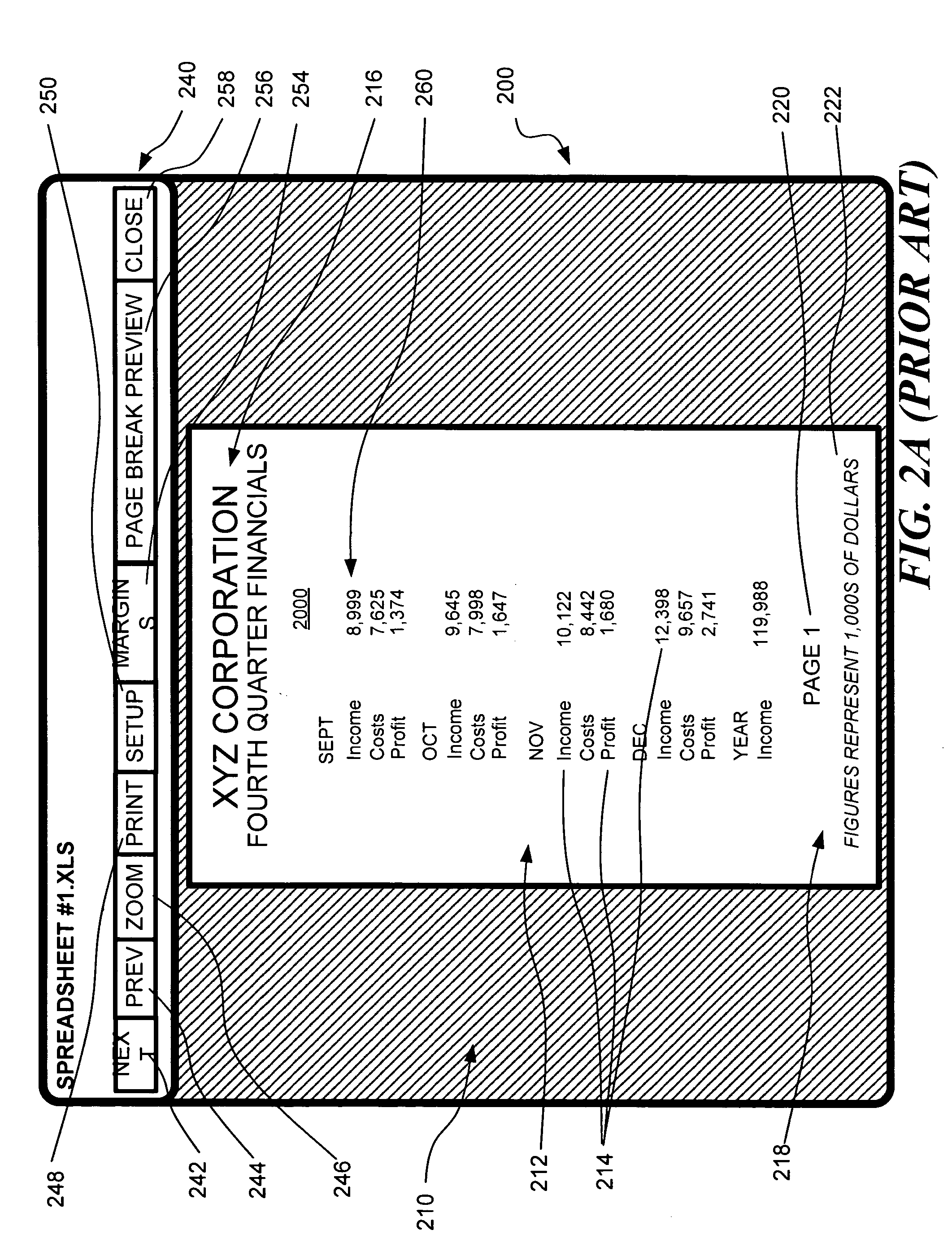 Method and system for presenting editable spreadsheet page layout view