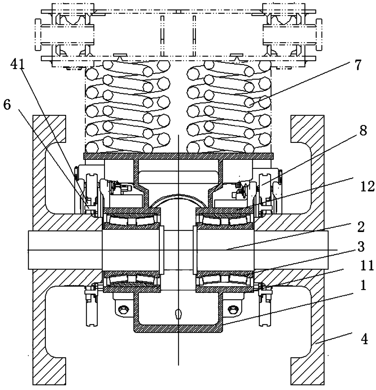 A suspension empty rail freight train bogie wheel pair axle box structure