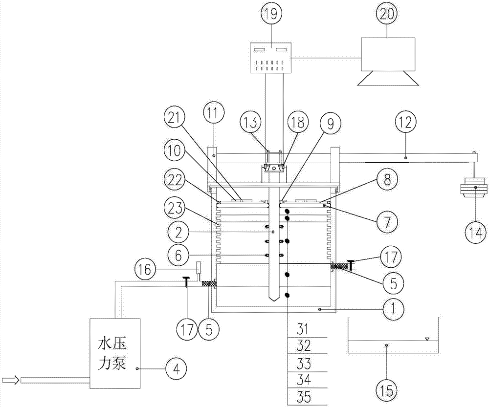 Test device of single-pile vertical static test under stable pressure bearing water condition