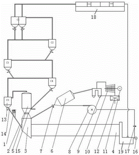 Bypass power generation process and system for dry-process rotary kiln co-processing of wet waste