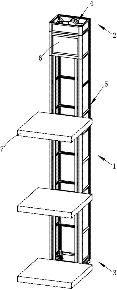 Well frame, elevator with well frame and well frame mounting method