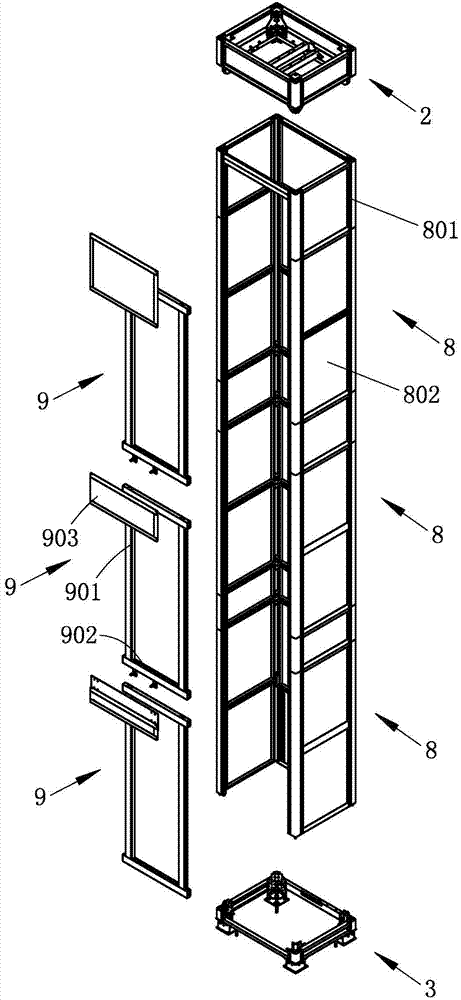 Well frame, elevator with well frame and well frame mounting method