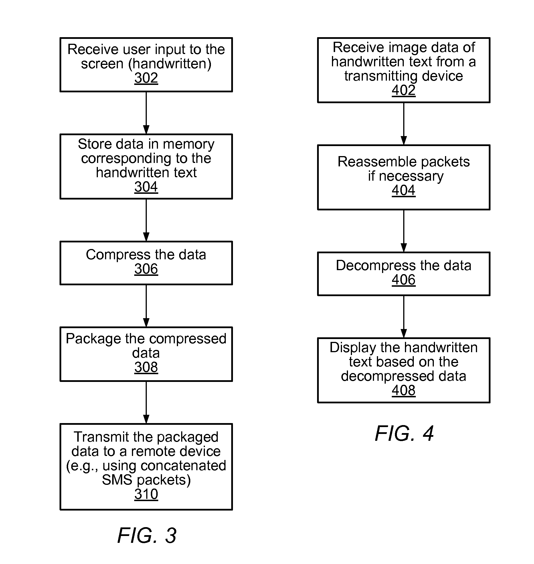 Transmission and reception of handwritten data on wireless devices without character recognition