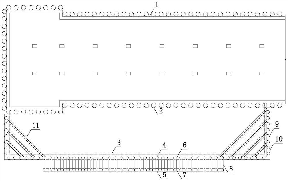 Foundation pit supporting structure system of accessory structure parallel to subway station main body structure