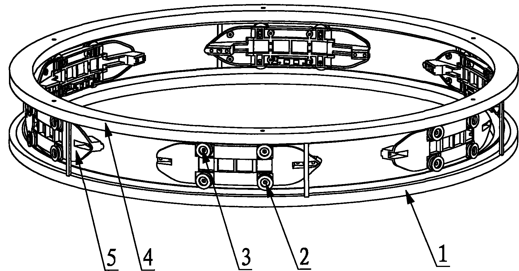 Concave shuttle wheel and double conical surface orbit structure of circular weaving machine