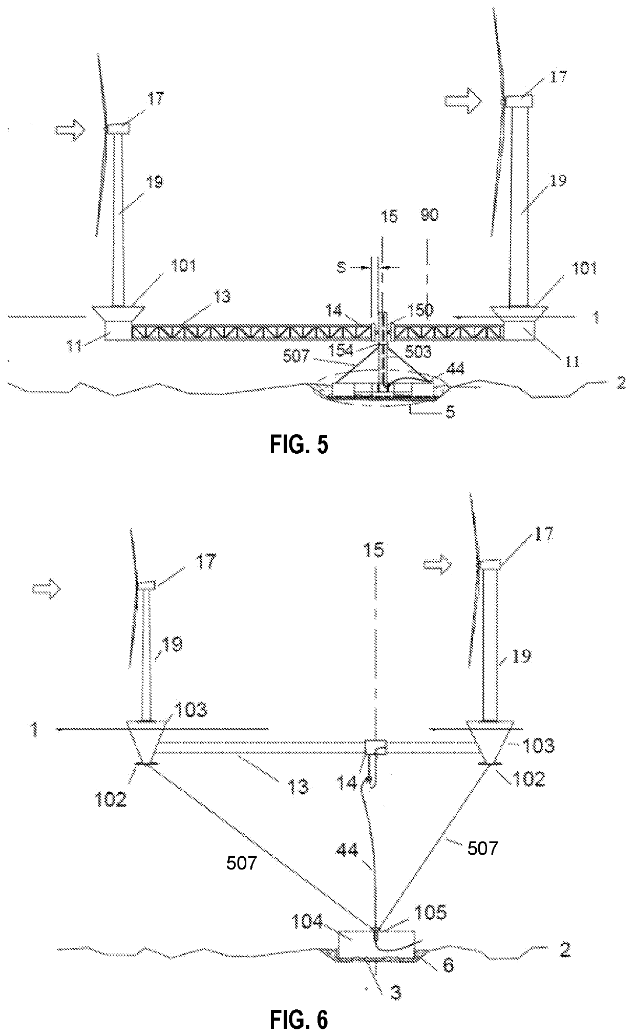 Self-aligning to wind facing floating platform supporting multi-wind turbines and solar for wind and solar power generation and the construction method thereon