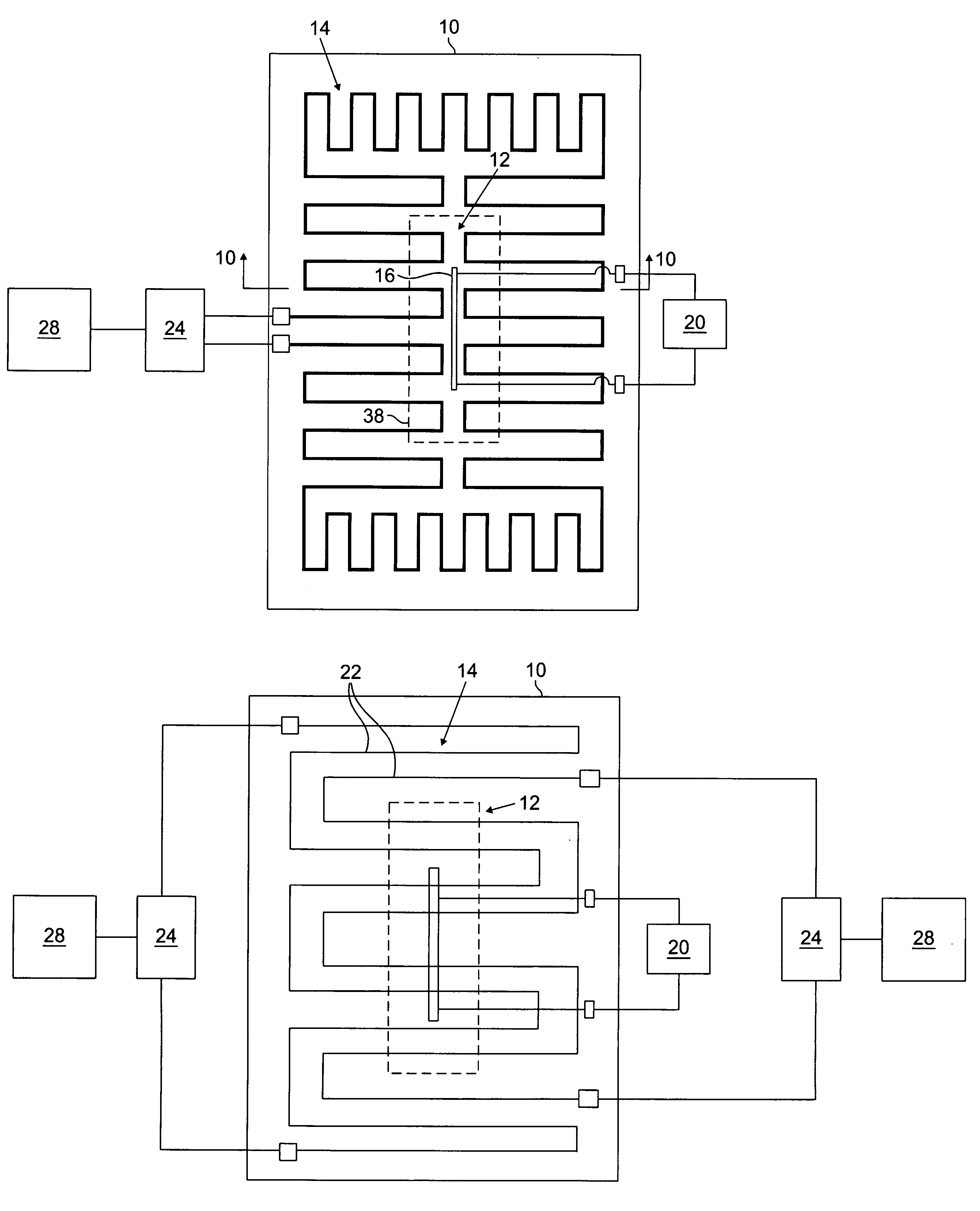 Semiconductor test device with heating circuit