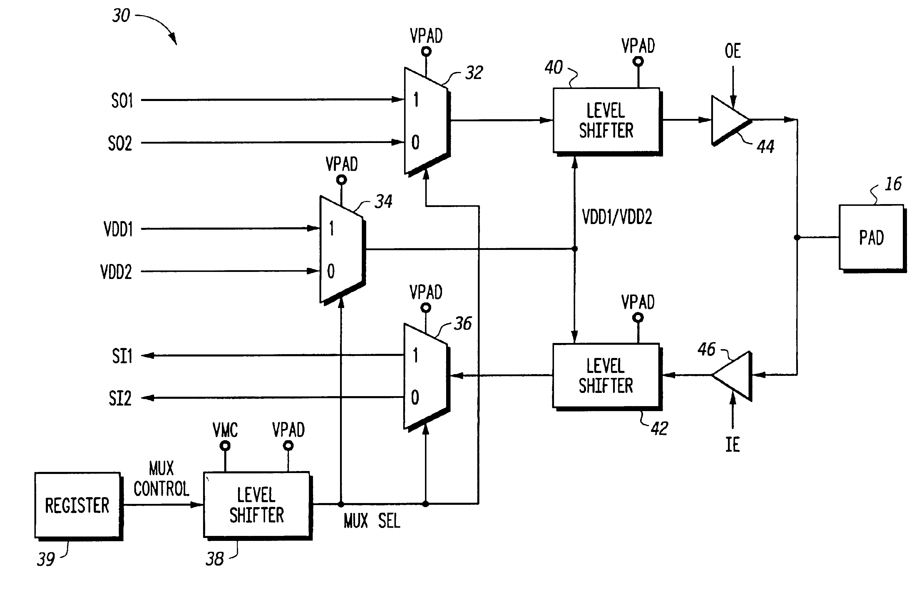 Multiplexing Of Digital Signals At Multiple Supply Voltages In An 