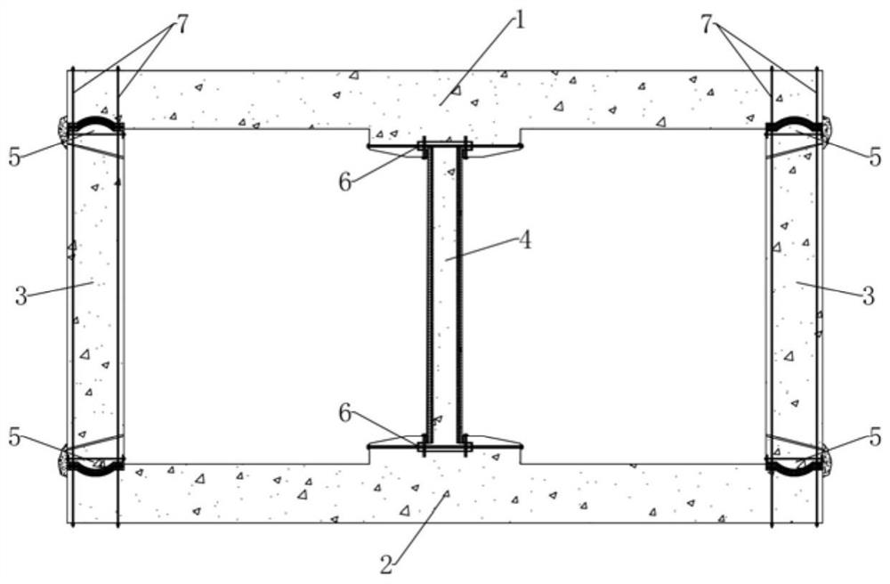 A self-resetting shock-absorbing structure of center pillars and arc-shaped rubber bearings in assembled subway stations