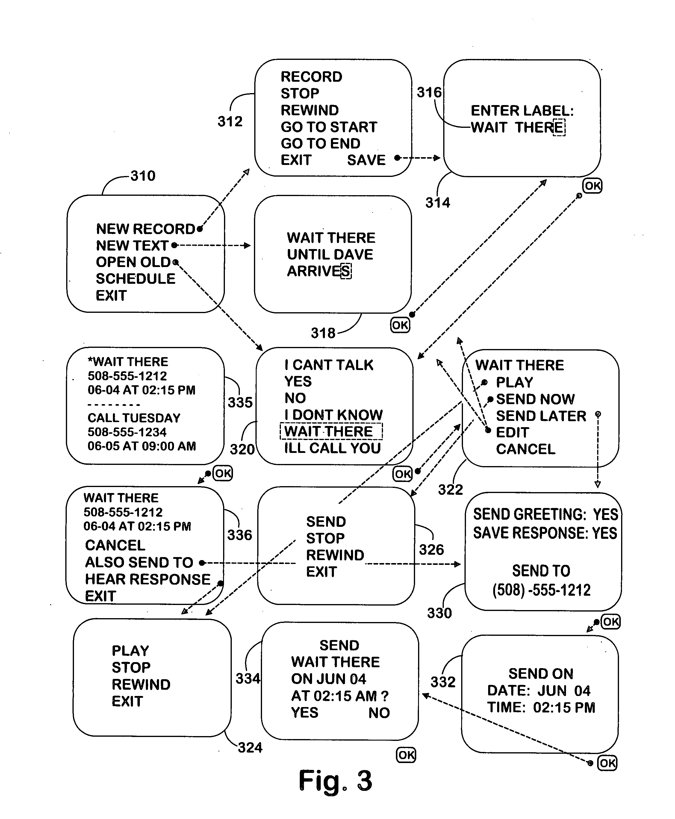 Communication and control system using location aware devices for audio message storage and transmission operating under rule-based control