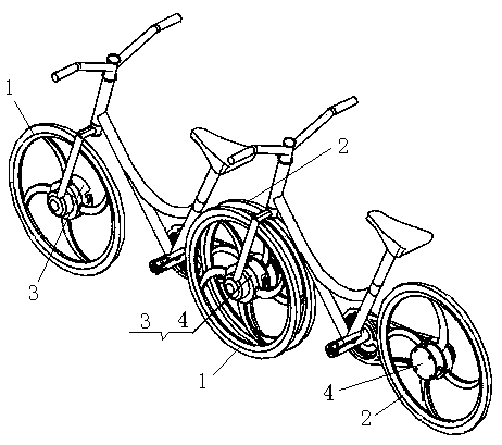 Quick disassembly structure for longitudinal connection of bicycles